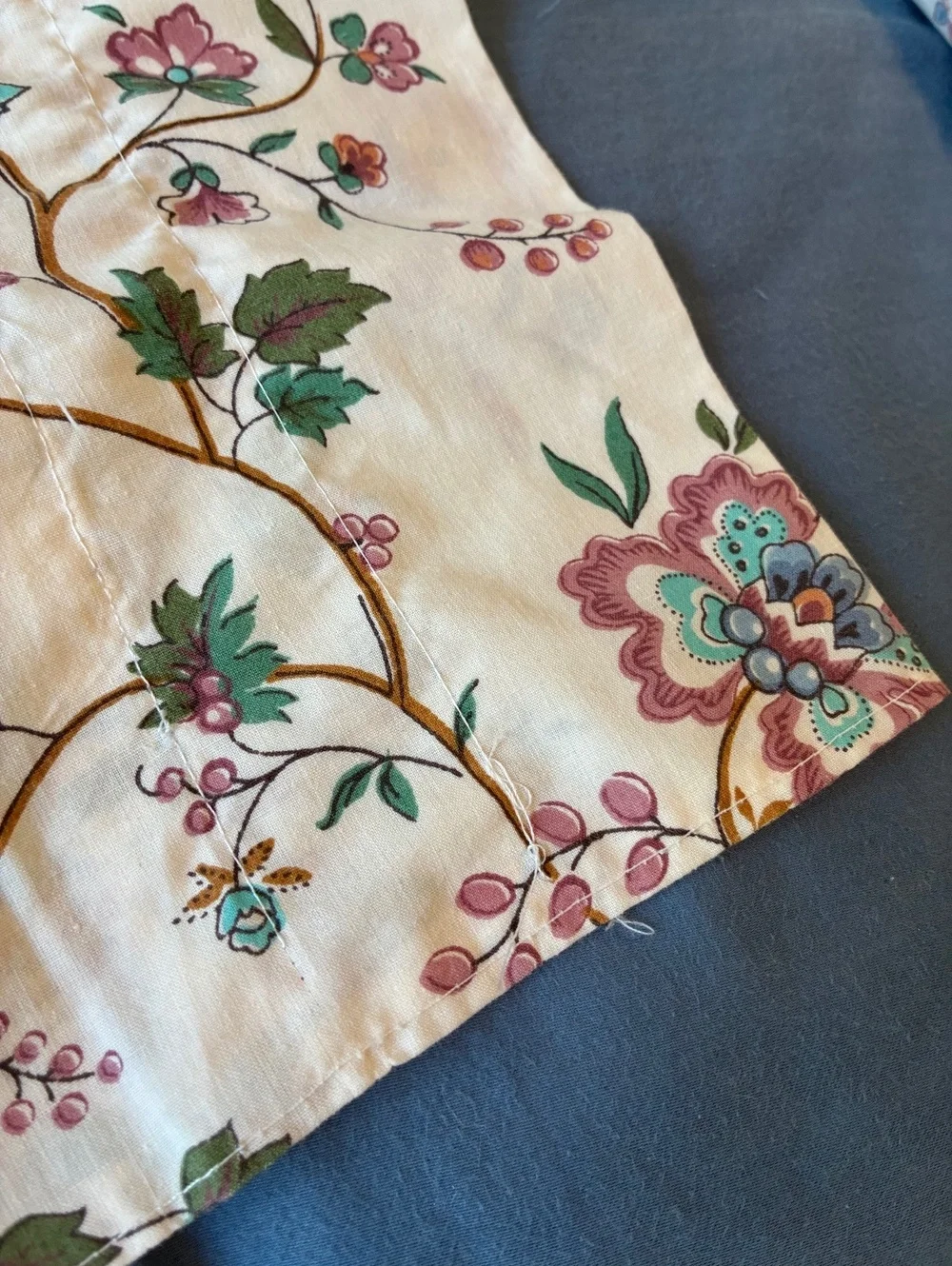 Vintage Floral Cotton Fitted Sheet ONLY, 1 pillowcase 2 valances - Twin